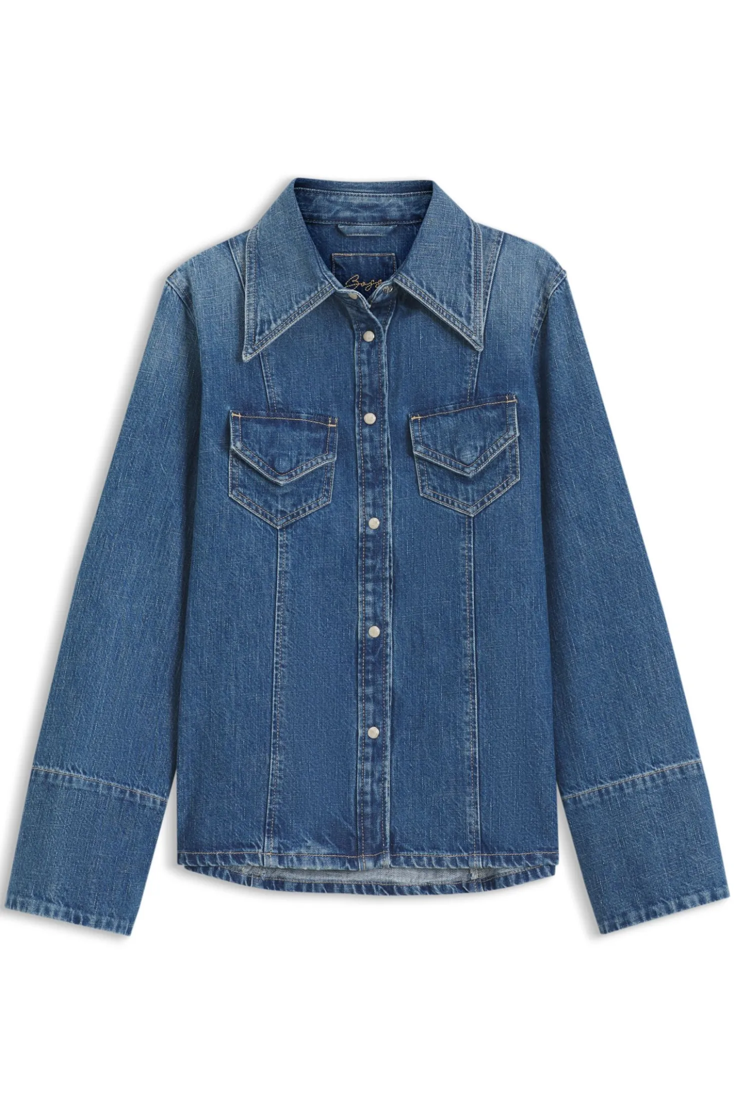 Slim-Fit Bluse aus festem Crosshatch-Denim