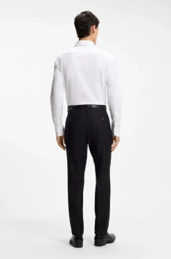 Slim-Fit Hemd aus strukturierter italienischer Stretch-Baumwolle