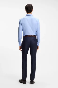 Slim-Fit Hemd aus strukturierter italienischer Stretch-Baumwolle