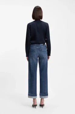 Slim-Fit Jeans aus indigoblauem Stretch-Denim mit umgeschlagenen Hosensäumen