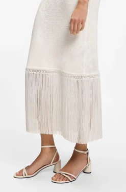 Slim-Fit Kleid mit floralem Muster und Fransen-Saum
