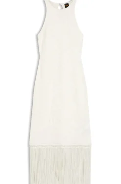 Slim-Fit Kleid mit floralem Muster und Fransen-Saum