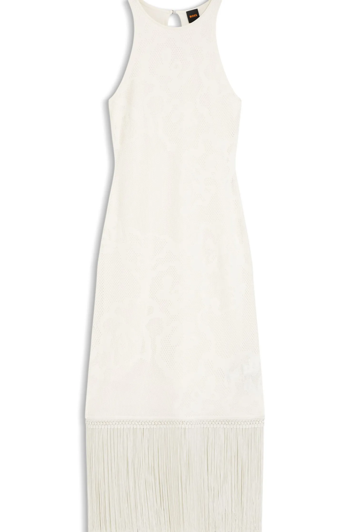 Slim-Fit Kleid mit floralem Muster und Fransen-Saum