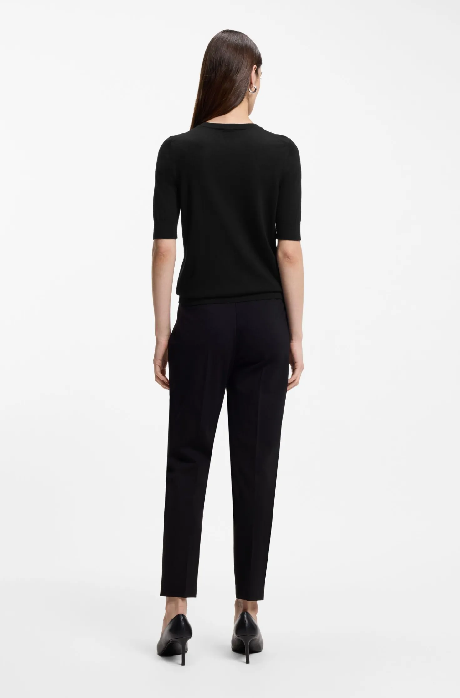 Slim-Fit Kurzarmpullover aus superfeiner Merinowolle
