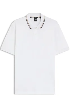 Slim-Fit Poloshirt aus Baumwolle mit gestreiftem Kragen