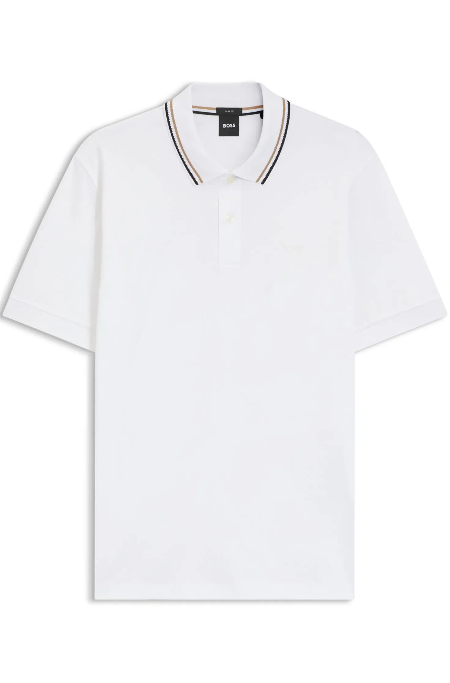 Slim-Fit Poloshirt aus Baumwolle mit gestreiftem Kragen