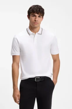 Slim-Fit Poloshirt aus Baumwolle mit gestreiftem Kragen