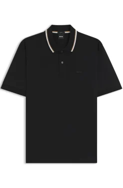 Slim-Fit Poloshirt aus Baumwolle mit gestreiftem Kragen