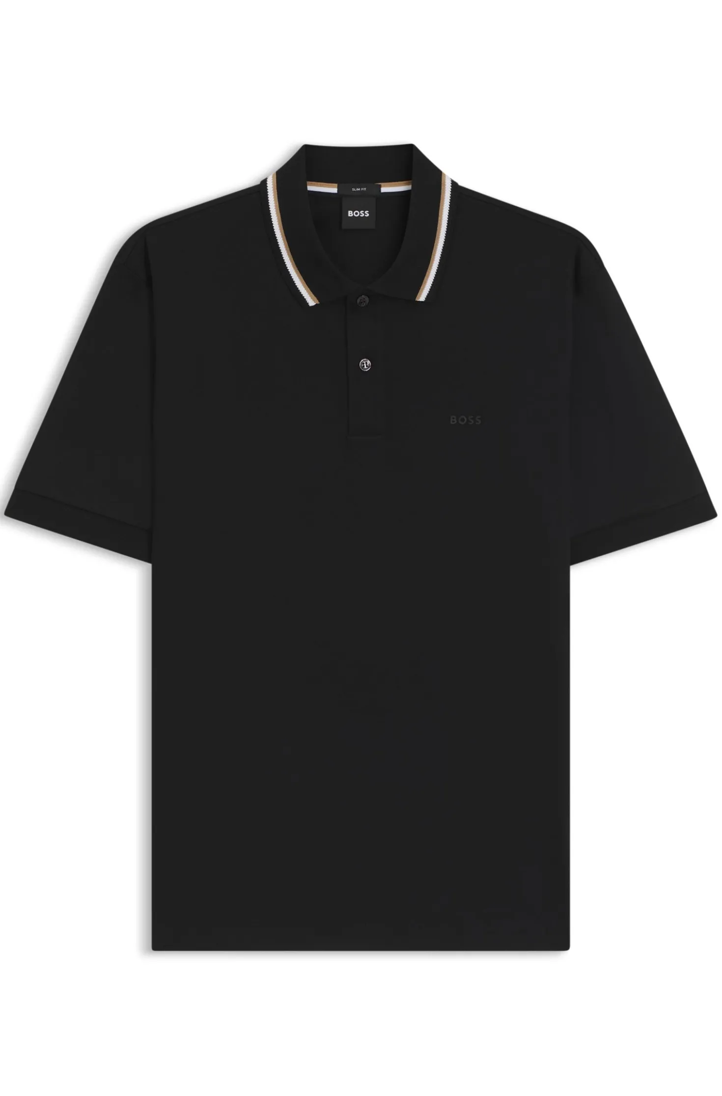 Slim-Fit Poloshirt aus Baumwolle mit gestreiftem Kragen