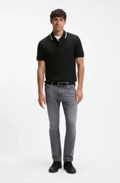 Slim-Fit Poloshirt aus Baumwolle mit gestreiftem Kragen