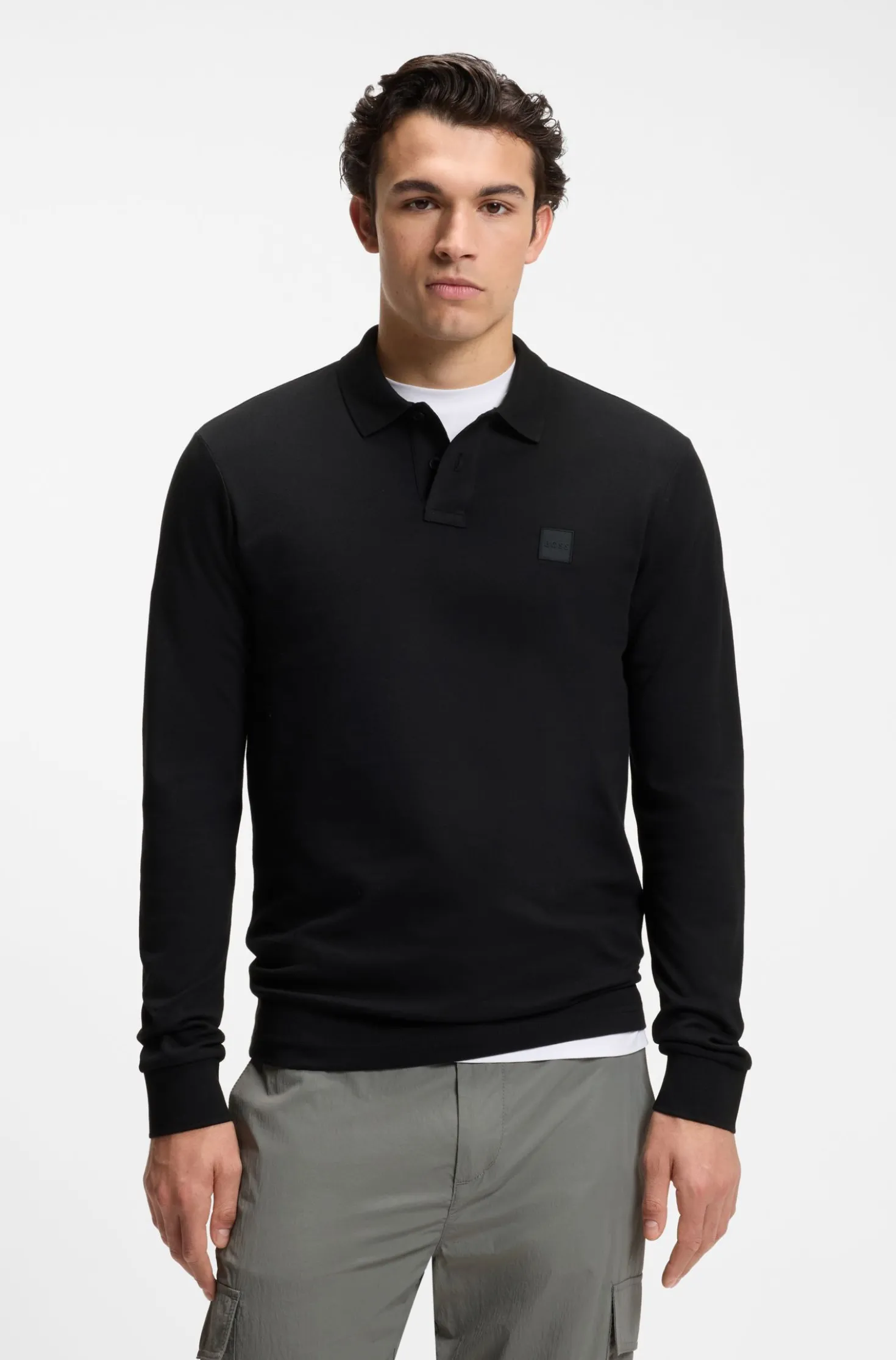 Slim-Fit Poloshirt aus elastischem Baumwoll-Piqué