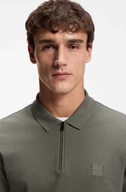 Slim-Fit Poloshirt aus Stretch-Baumwolle mit Reißverschluss