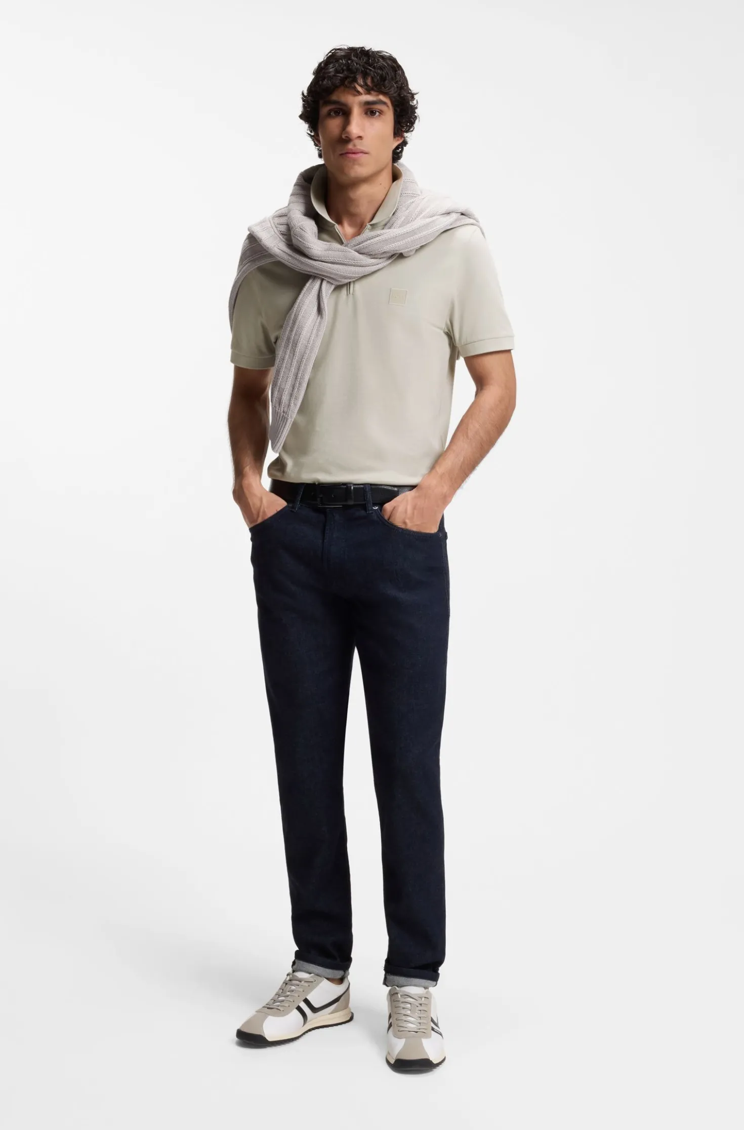 Slim-Fit Poloshirt aus Stretch-Baumwolle mit Reißverschluss