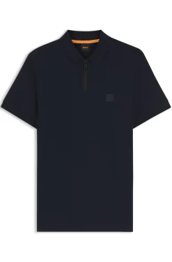 Slim-Fit Poloshirt aus Stretch-Baumwolle mit Reißverschluss