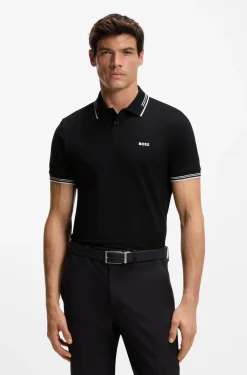 Slim-Fit Poloshirt mit Kontraststreifen-Details