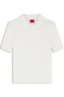 Slim-Fit Pullover mit Polokragen und Rippstruktur