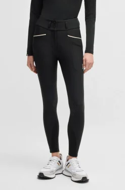Slim-Fit Reithose mit hohem Bund und Kniebesatz