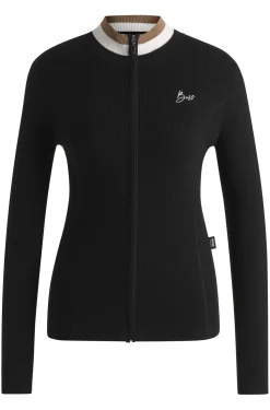 Slim-Fit Reitsport-Strickjacke mit Rippstruktur