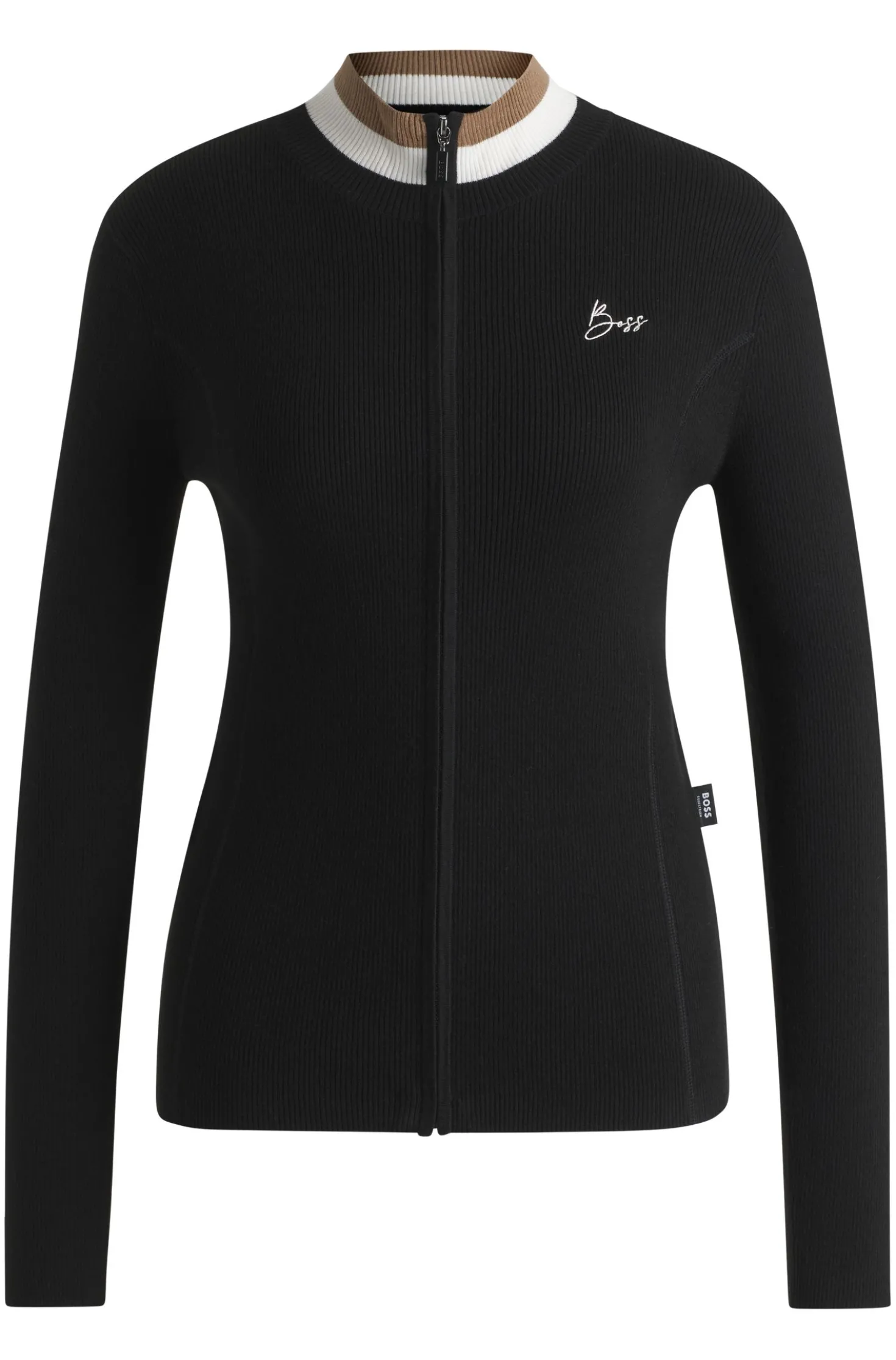 Slim-Fit Reitsport-Strickjacke mit Rippstruktur