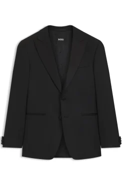 Slim-Fit Smoking-Jacke mit Besatz aus Seiden-Mix