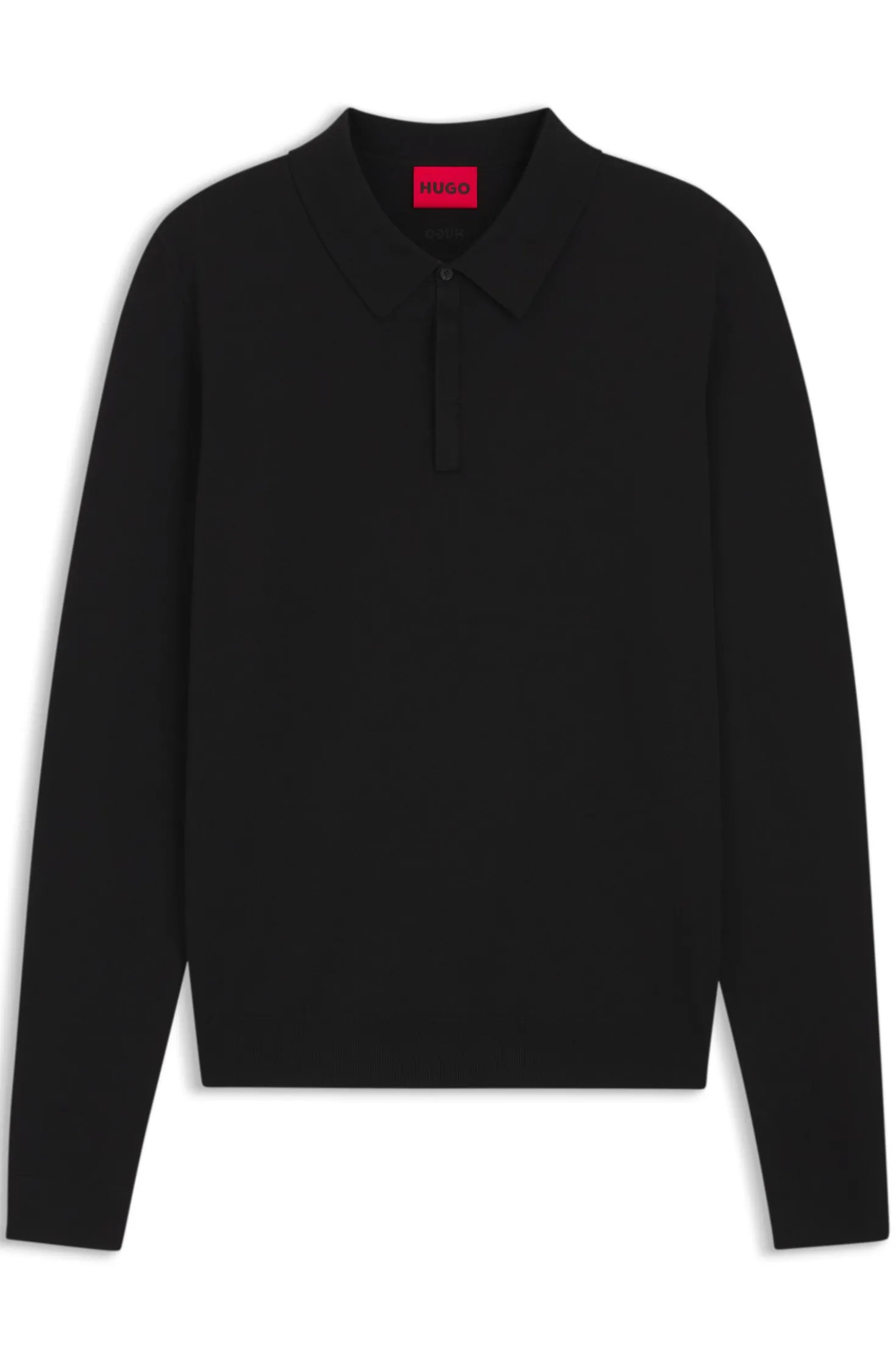 Slim-Fit Strick-Poloshirt mit Logo auf der Rückseite