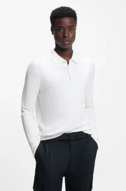 Slim-Fit Strick-Poloshirt mit Logo auf der Rückseite