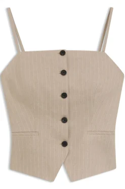Slim-Fit Top im Anzugwesten-Stil mit glitzernden Nadelstreifen