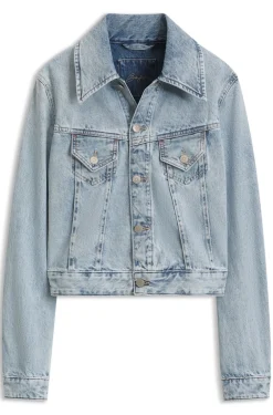Slim-Fit Trucker-Jacke aus Marble-Wash-Denim