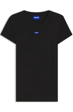 Slim-Fit T-Shirt aus gerippter Stretch-Baumwolle mit Logo