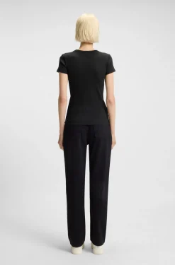 Slim-Fit T-Shirt aus gerippter Stretch-Baumwolle mit Logo