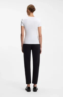 Slim-Fit T-Shirt aus gerippter Stretch-Baumwolle mit Logo