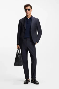 Slim-Fit Zweiteiler aus Schurwoll-Twill