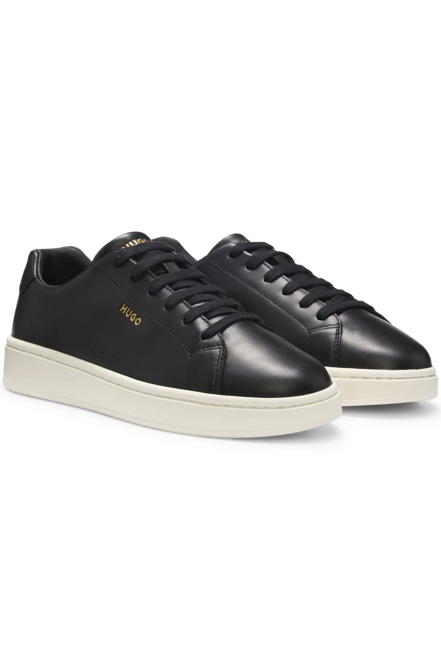 Sneakers aus Nappaleder mit goldfarbenem Logo