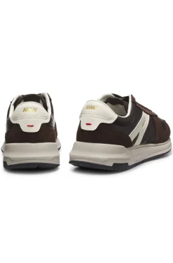 Sneakers aus Veloursleder mit goldfarbenem Folien-Logo