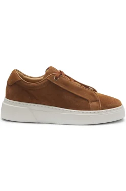 Sneakers aus Veloursleder mit verdecktem Keilabsatz