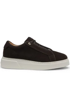 Sneakers aus Veloursleder mit verdecktem Keilabsatz