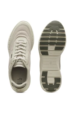 Sneakers im Laufschuh-Stil mit Lederbesatz