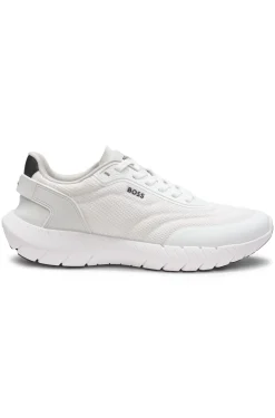 Sneakers im Laufschuh-Stil mit Lederbesatz