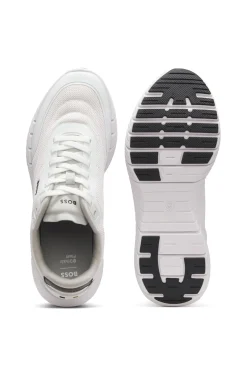 Sneakers im Laufschuh-Stil mit Lederbesatz
