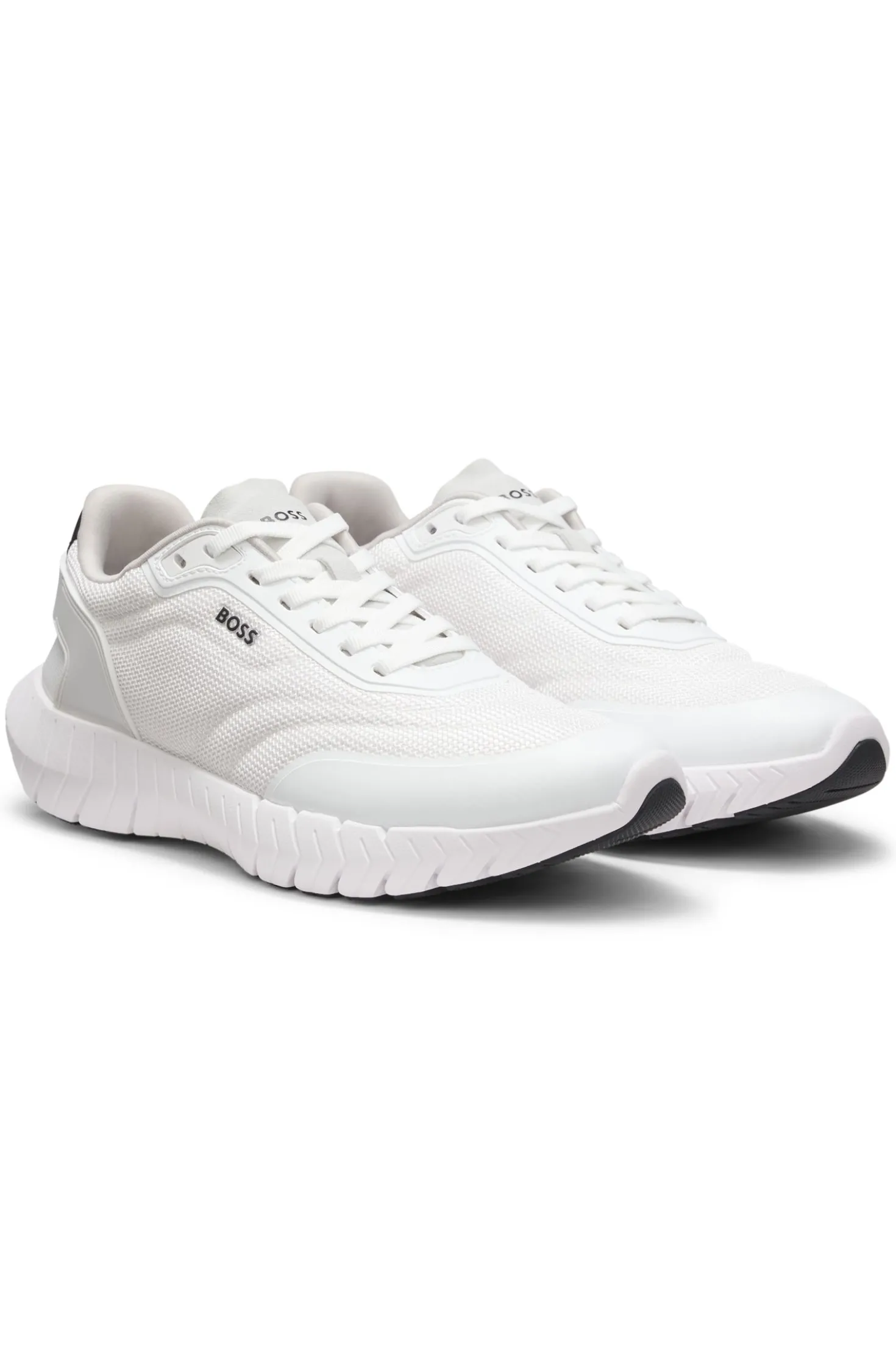 Sneakers im Laufschuh-Stil mit Lederbesatz