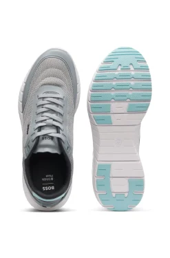 Sneakers im Laufschuh-Stil mit Lederbesatz