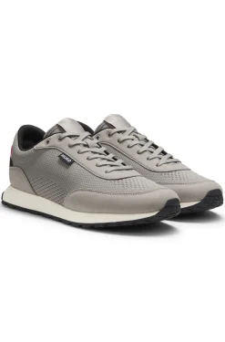 Sneakers mit Strick-Obermaterial und Logo-Fähnchen
