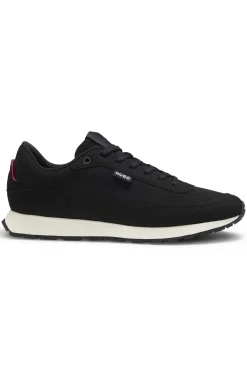 Sneakers mit Strick-Obermaterial und Logo-Fähnchen
