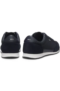 Sneakers mit Veloursleder-Besatz und gerippter Sohle