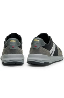 Sneakers mit Veloursleder-Besatz und Logo-Details