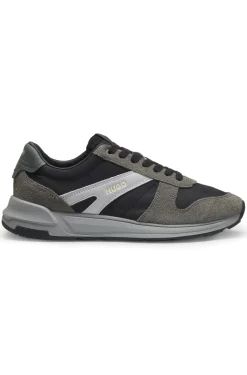 Sneakers mit Veloursleder-Besatz und Logo-Details