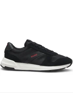 Sneakers mit Veloursleder-Besatz und Logo-Details