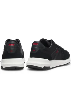 Sneakers mit Veloursleder-Besatz und Logo-Details
