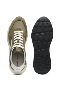Sneakers mit Veloursleder-Besatz und Logo-Details
