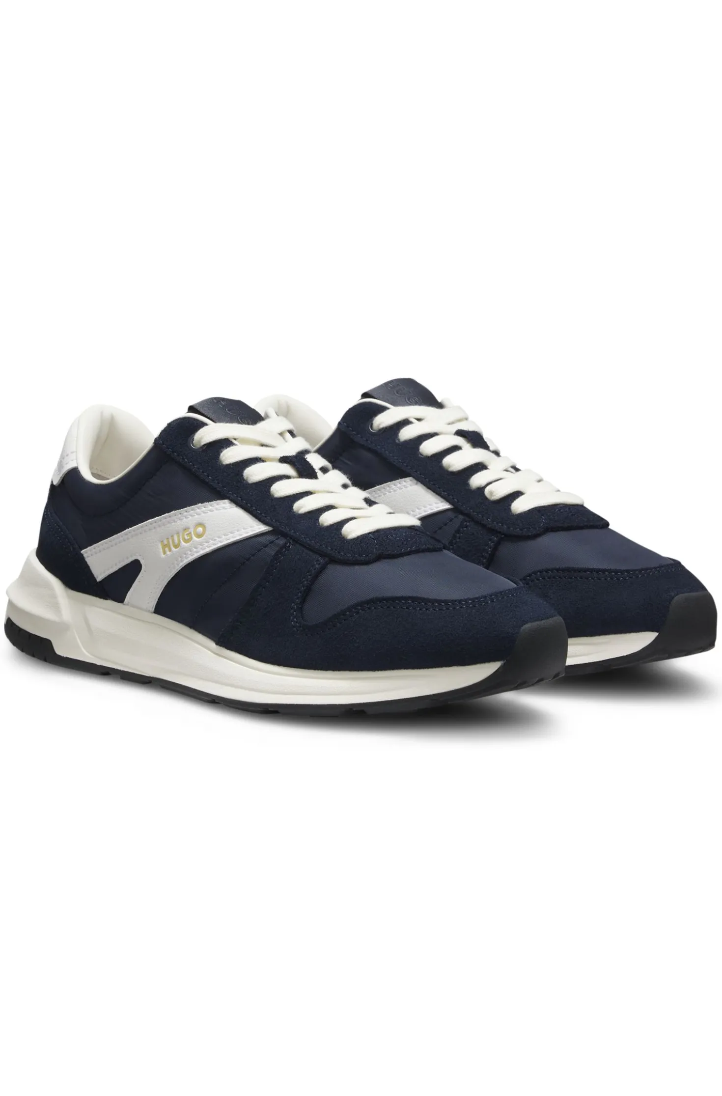 Sneakers mit Veloursleder-Besatz und Logo-Details